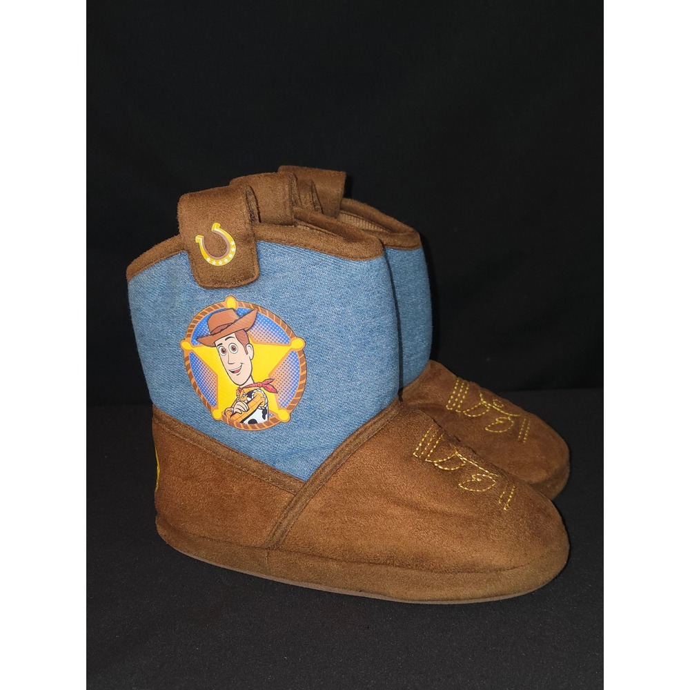 Toy Story Woody Cowboy‎ Boot Slippers Kids USA 9-10 EU 26-27 Plush Brown
